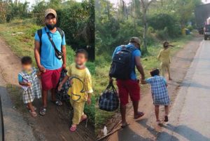 sajagempak.com - Isteri Lari Ikut Jantan Lain, Suami Terpaksa Bawa Dua Anak Berjalan Cari Kerja