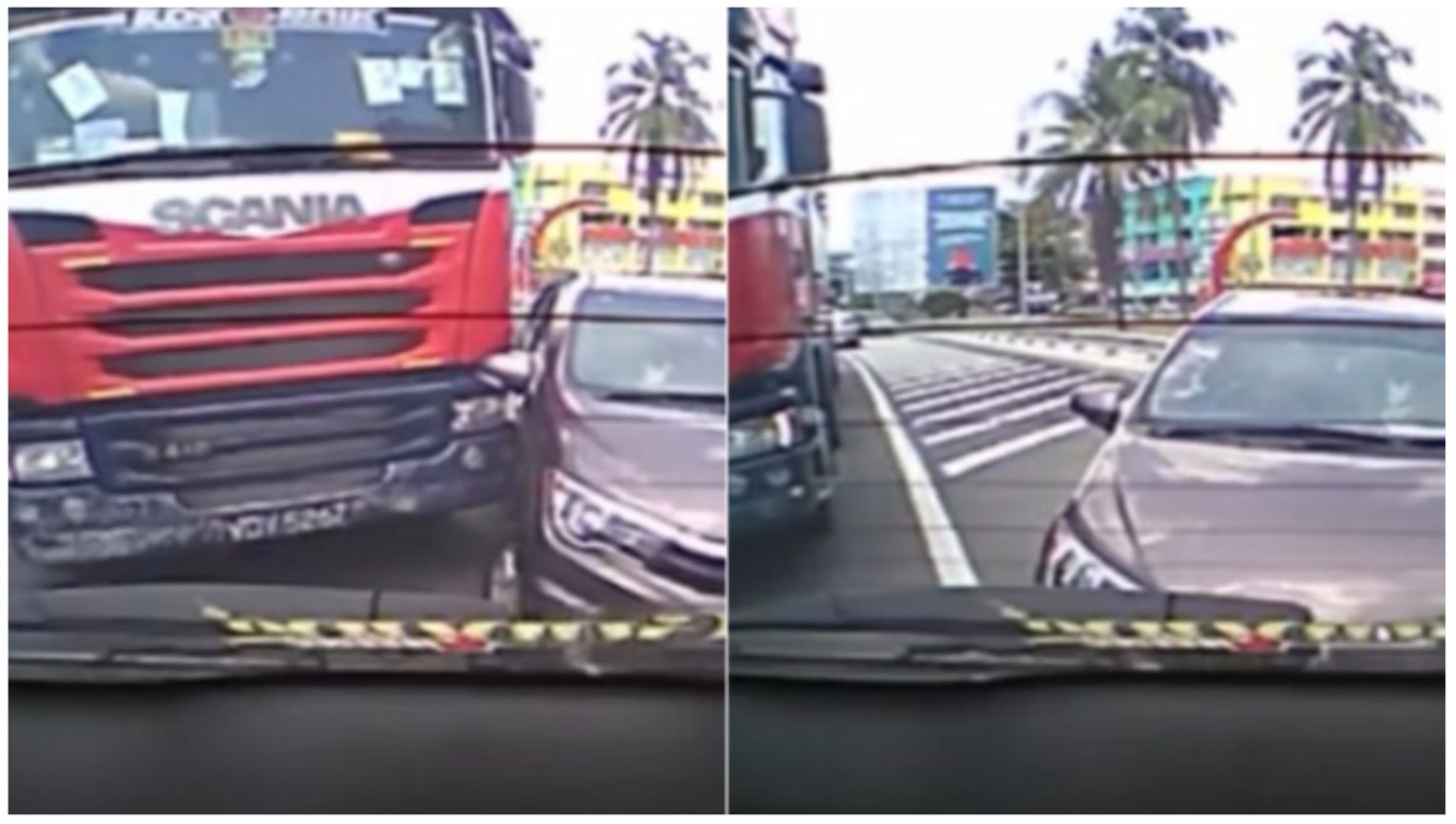 Insiden Kereta Dan Lori Di Tengah Jalan Buat Netizen Bingung Fikir Siapa Salah - sajagempak.com